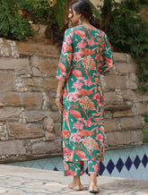 Women's Viscose Floral Printed Straight co-ord set-ME74-grnpink-codset